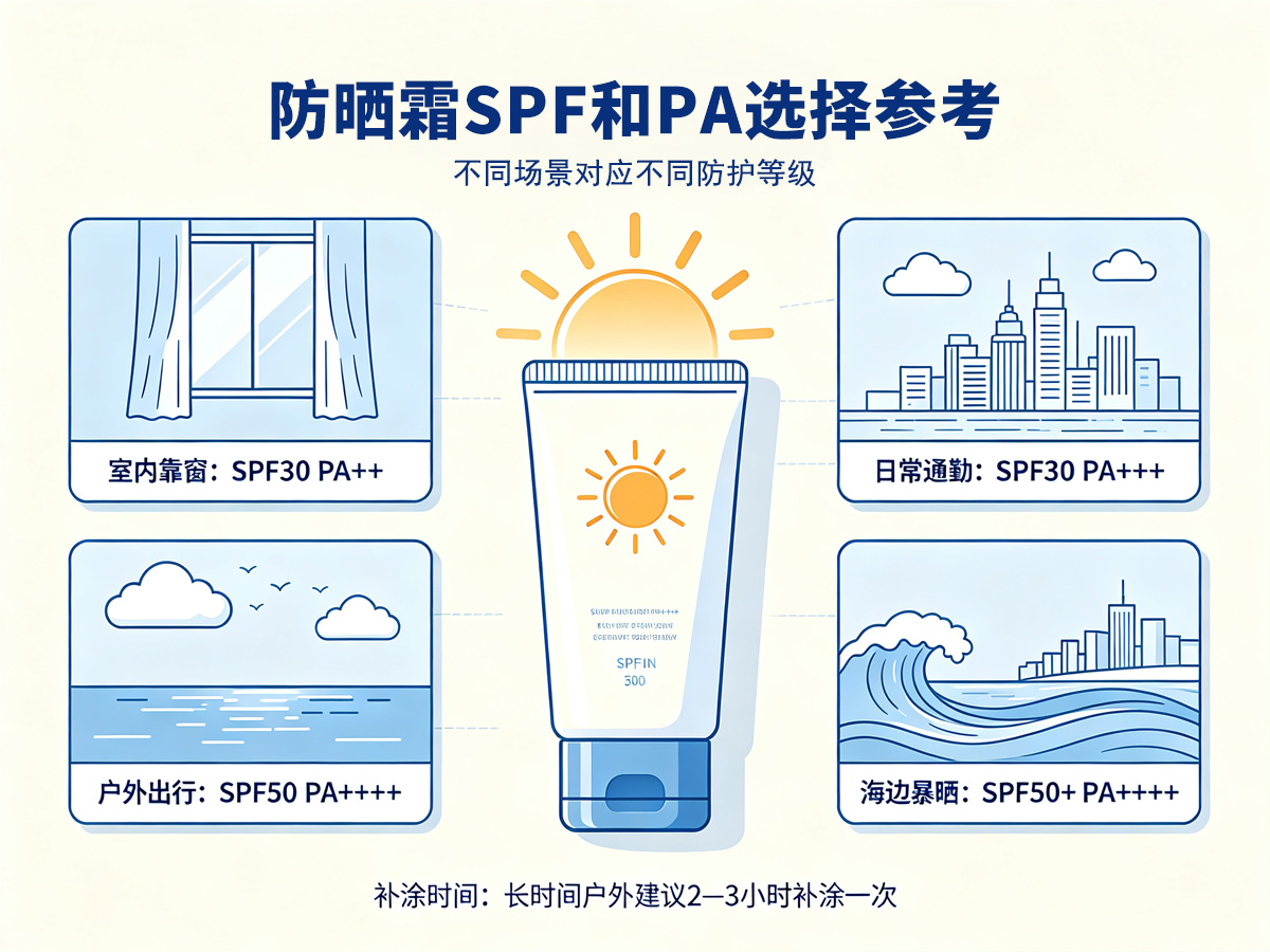 防晒霜SPF和PA选择参考