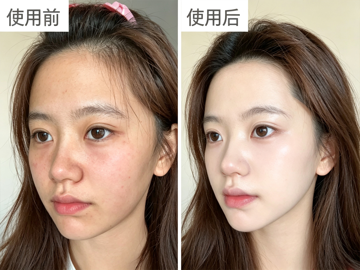 素颜霜使用前后效果对比