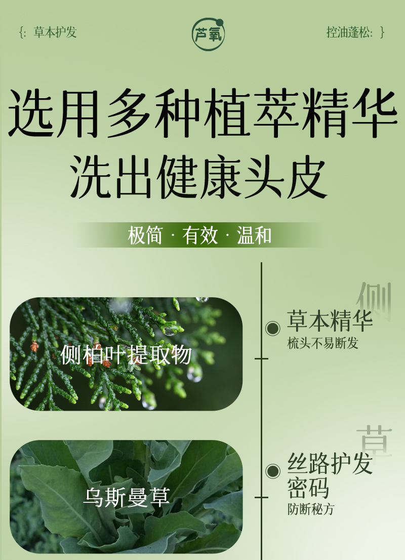 芦氧洗发皂-11核心成分-植萃精华-侧柏叶-乌斯曼草